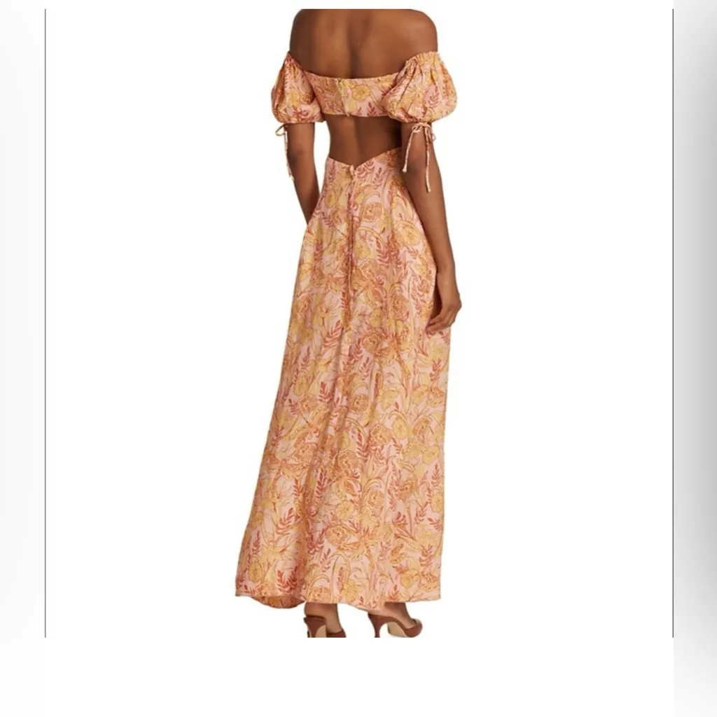 NWT Agua by Agua Bendita Cielo Vuelo Atardecer Puff Sleeve Cut Out Dress Sz M Pink Size M - Image 2