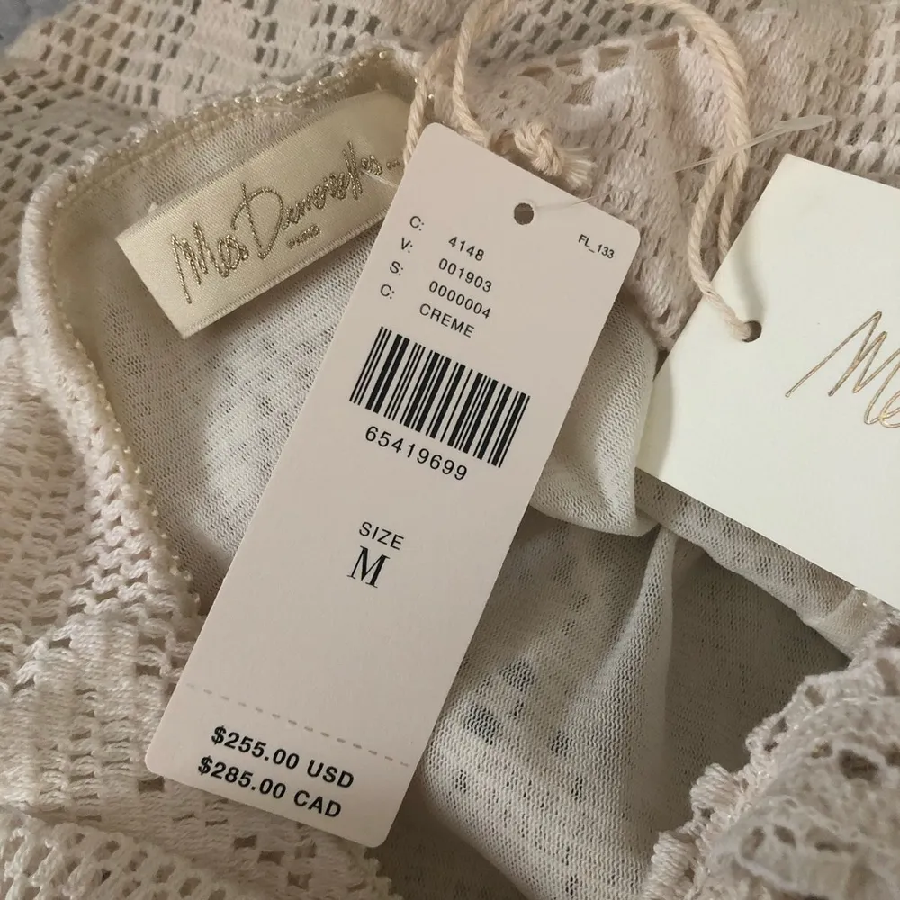 Anthropologie Mes Demoiselles Cream Lace Fanti Deep V Bodysuit NEW - Image 6