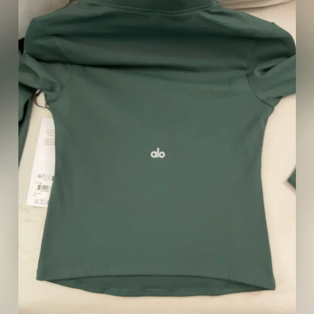 ALO Yoga Softsculpt Precision 1/4 Zip Long Sleeve Clover Green Size S - Image 10