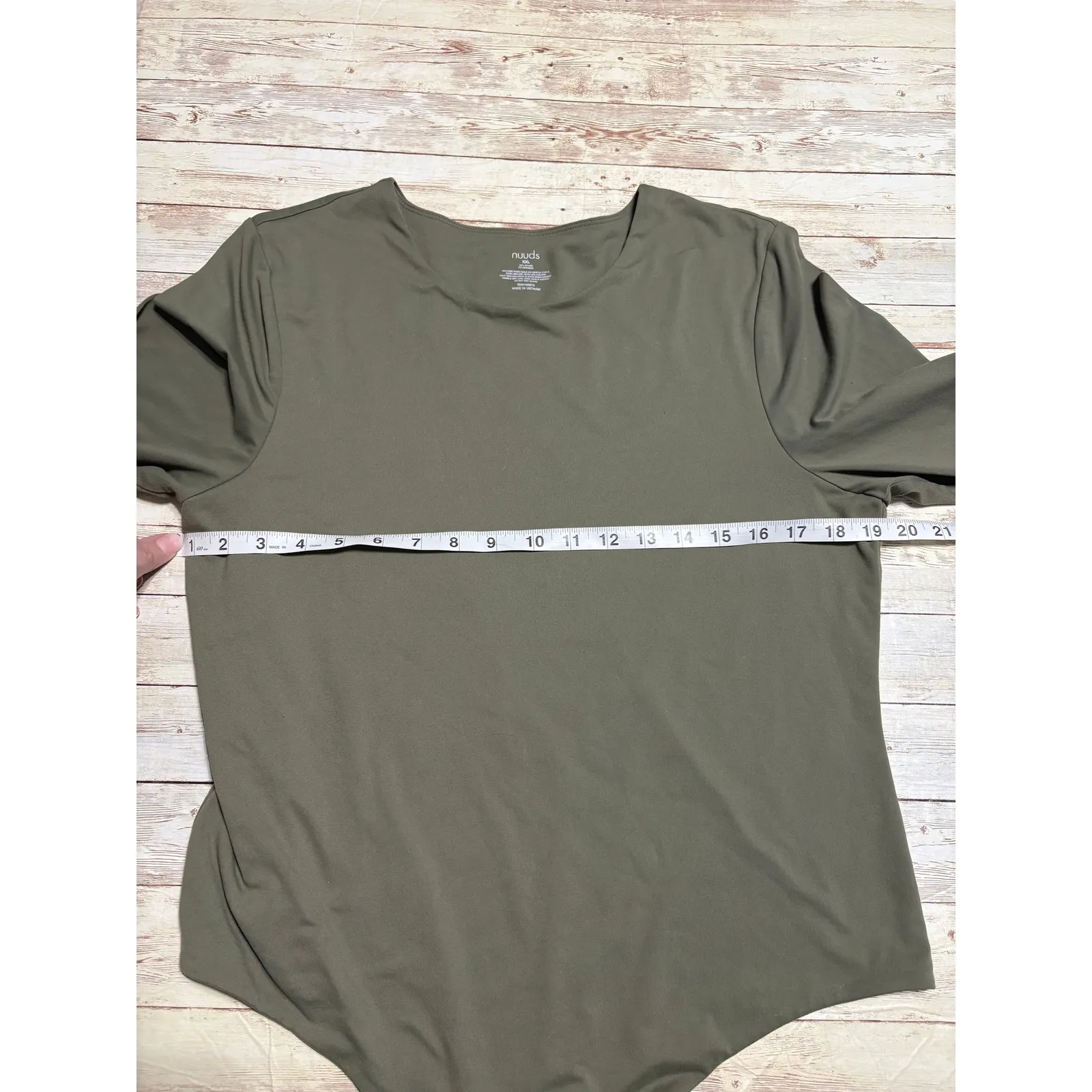 Nuuds Long Sleeve Crewneck Bodysuit Size XXL Thong Olive Green Stretch NWOT - Image 5