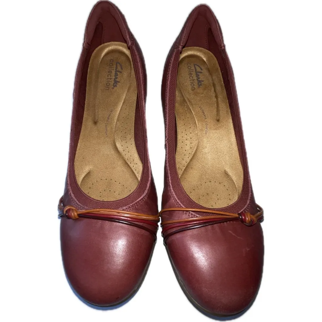 Clarks Collection Leather Ballet Shoes Burgundy Brown Womens Size 11W Meadow Rae - Image 3