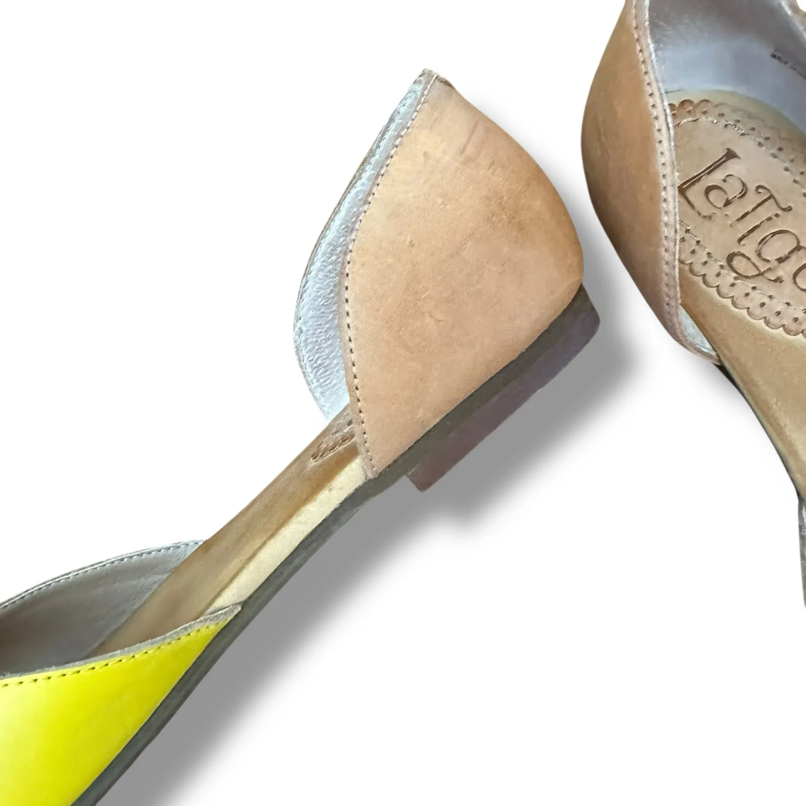 LaTigo Mollee Yellow Leather D’Orsay Flat Sandals Women’s 8 Open Toe - Image 5