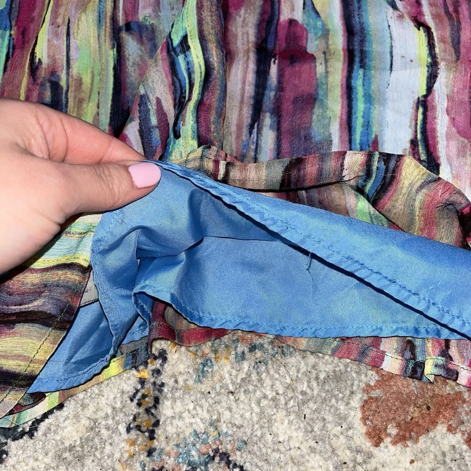 Jack Vintage Dress Women’s Y2K 4 Multicolor Artsy Spaghetti Chiffon Lined Maxi - Image 2