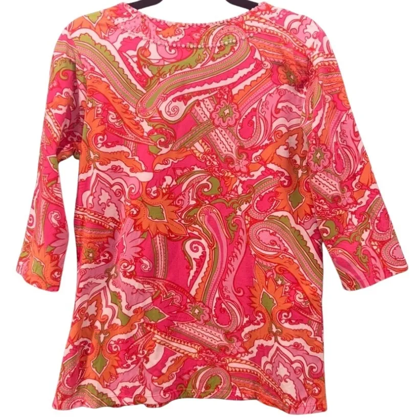 Soft‎ Surroundings Womens Blouse Size PM Paisley Boho Summer Retro Embellished - Image 2