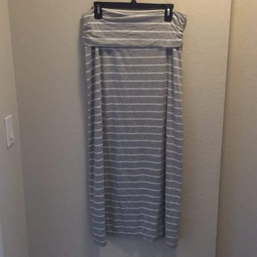 Joe By Joe Boxer Grey & White Y2K Striped Foldover Maxi Skirt Size XL Gray - Image 4