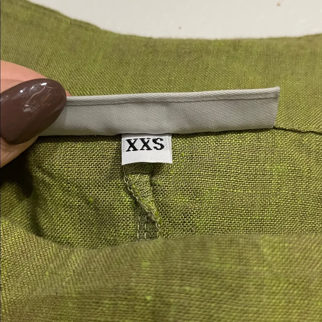 BRYN WALKER WOMENS LINEN GREEN TUNIC BLOUSE XXS OVERSIZED - Image 4