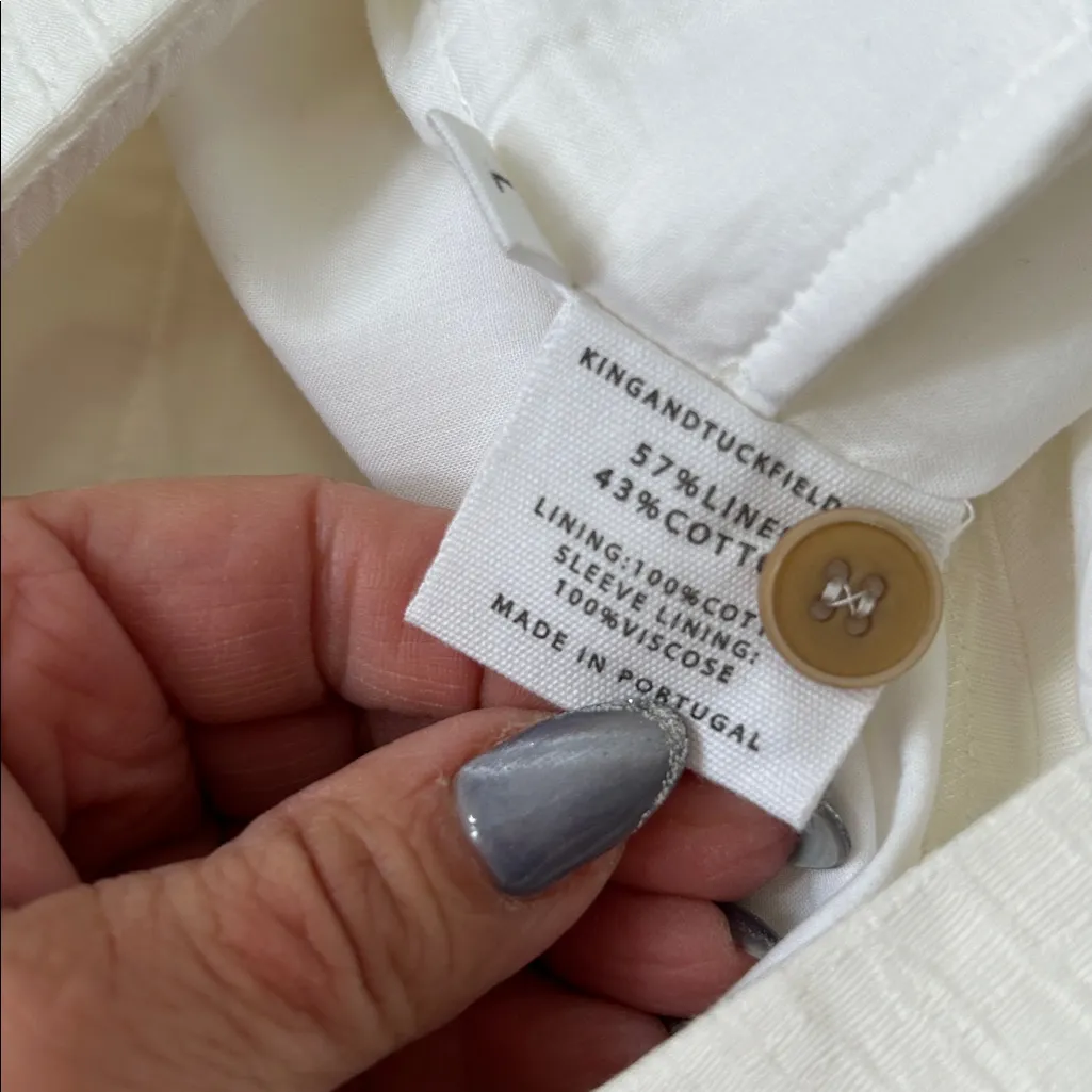 King & Tuckfield White Linen Blend Jacquard Shorts Size L - Image 8