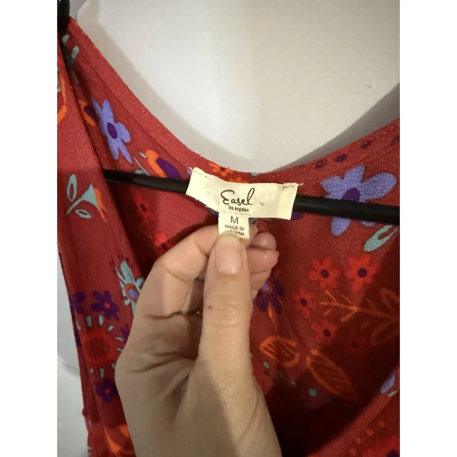 Easel Women's Boho Hippie Floral Paisley Red Print Gaucho Wide Leg Romper Size M - Image 4