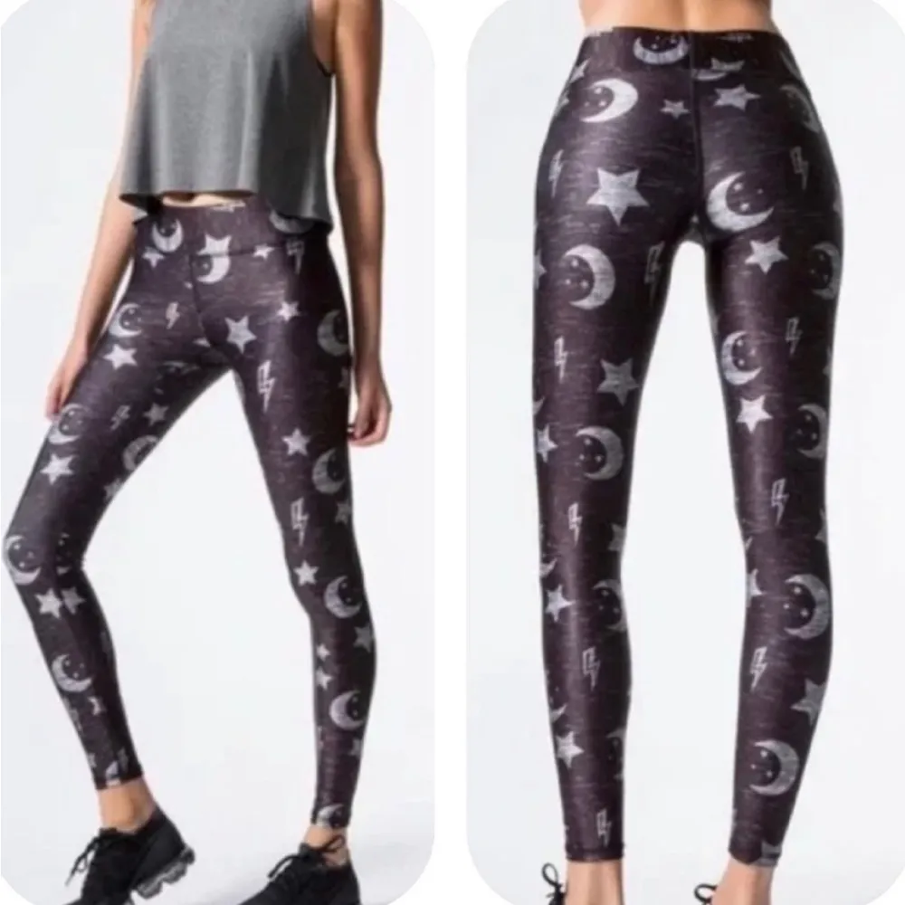 TEREZ Gray To The Moon and Back Leggings Whimsy Goth/Witchy Print  Sz S - Image 2