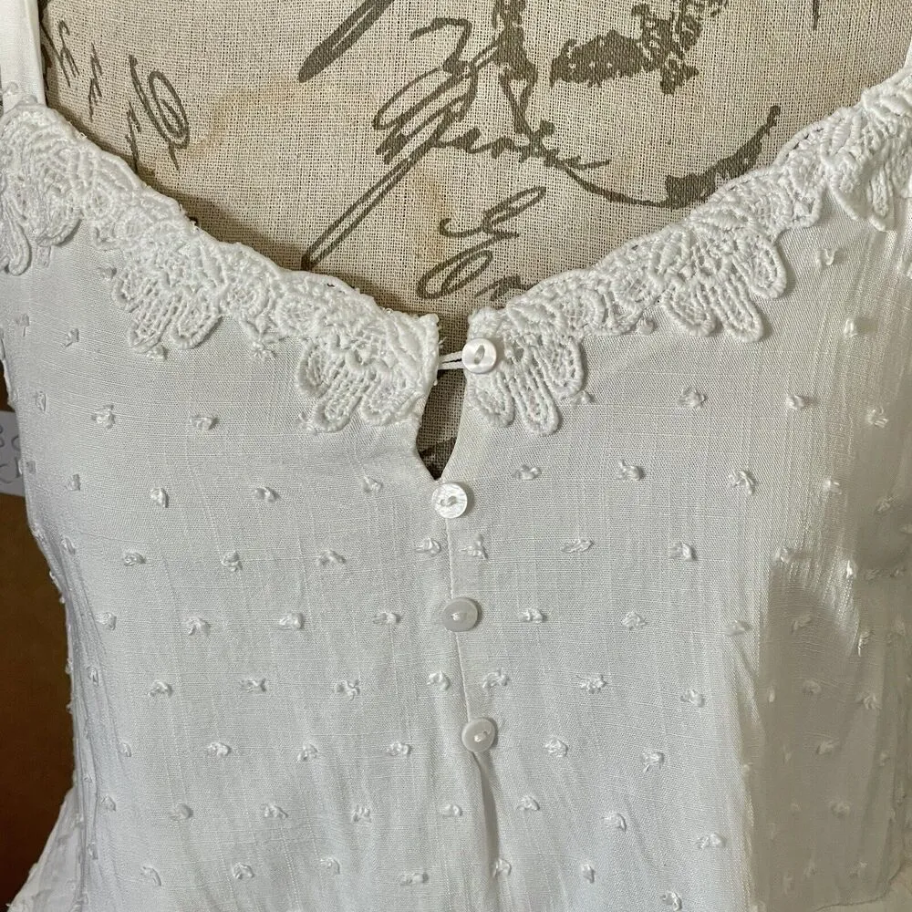 Urban Romantics Womens Blouse Tank Sz Small White Tiered Sleeveless Cottagecore - Image 6