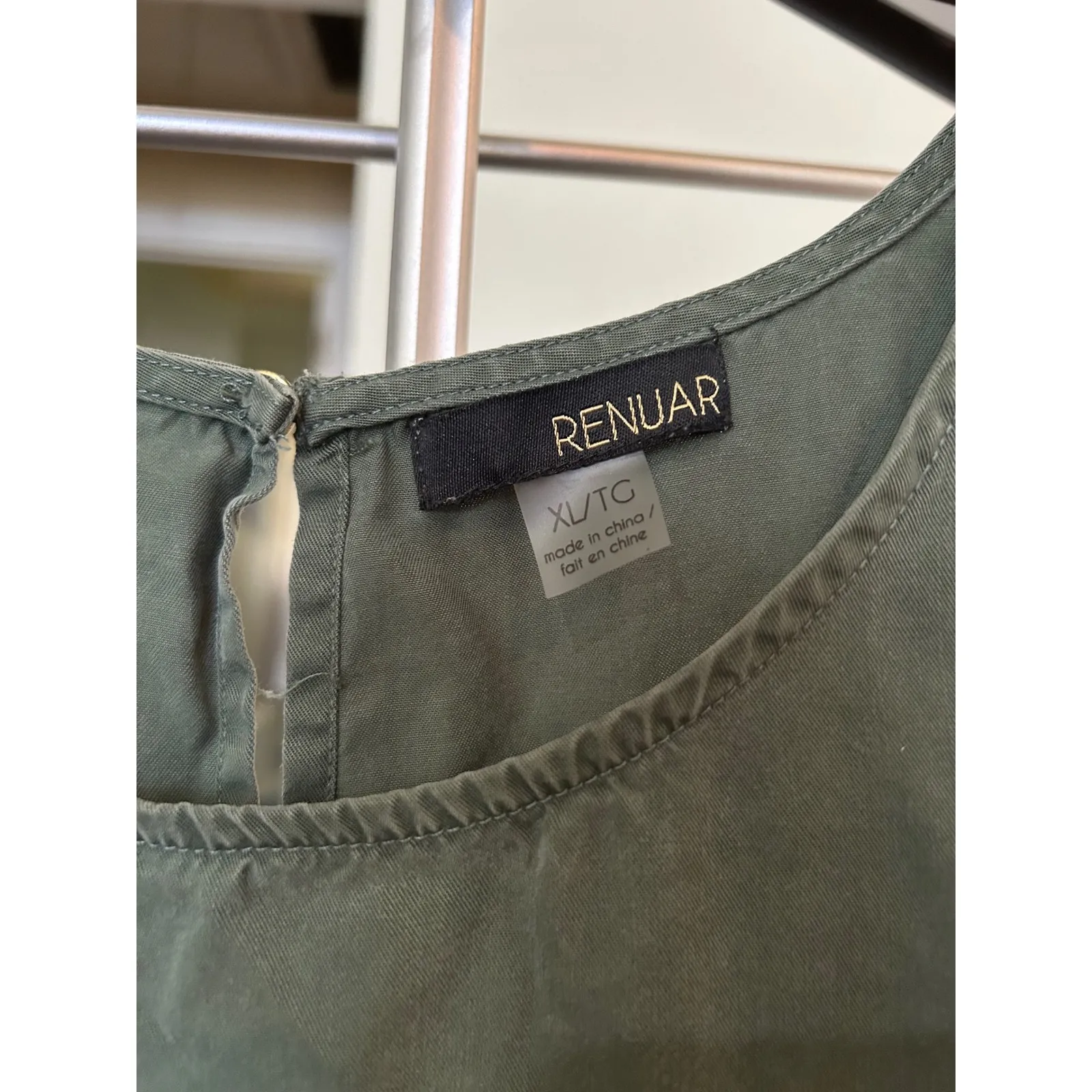 Renuar Olive Green Cold Shoulder Ruffle‎ Sleeve Casual Dress XL - Image 4