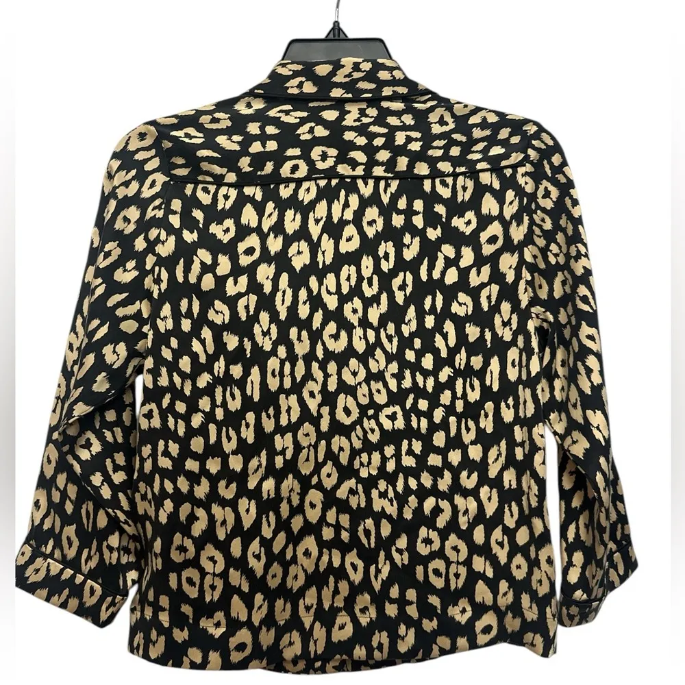 Kate Moss X Equipment Lake Shirt Size XS Silk Collared Button Up Animal Print - Image 3