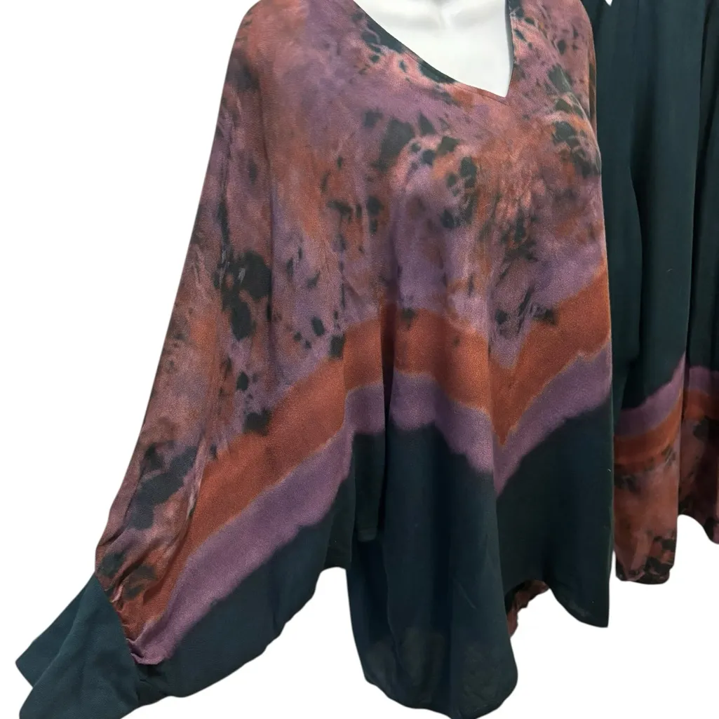 VTG Carole Dolighan Art 2 Wear Artsy 2PC Set L Dolman V Neck Tunic Wide Leg Pant Purple Size L - Image 2