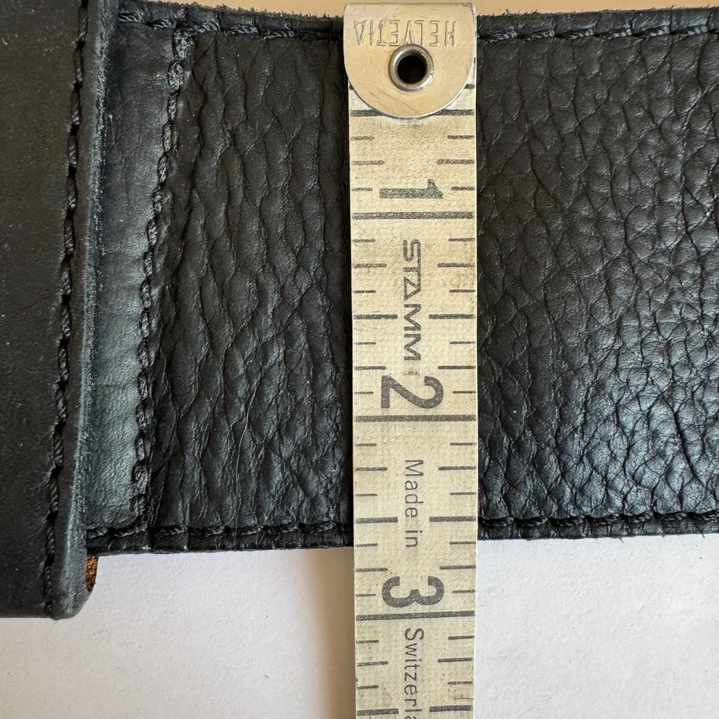 Y2K DKNY black wide pebbled leather brass buckle womens belt - Image 14