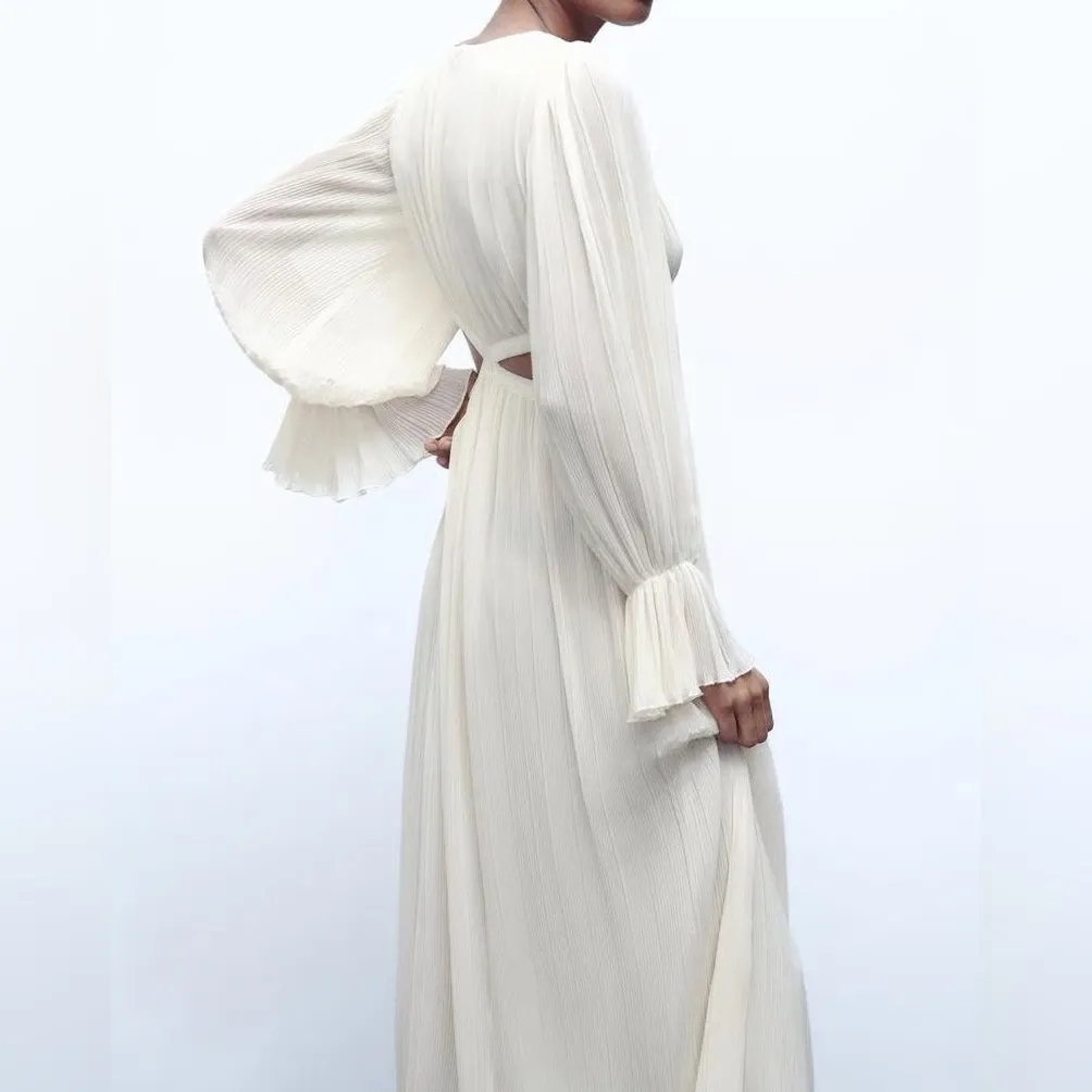 Zara Pleated Cutout Maxi Dress - Image 2