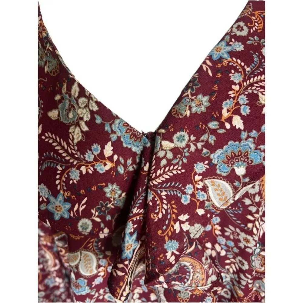 Womens Forever 21 + A-Line Burgundy Floral Print V Neckline Romper - Sz 3X - Image 5