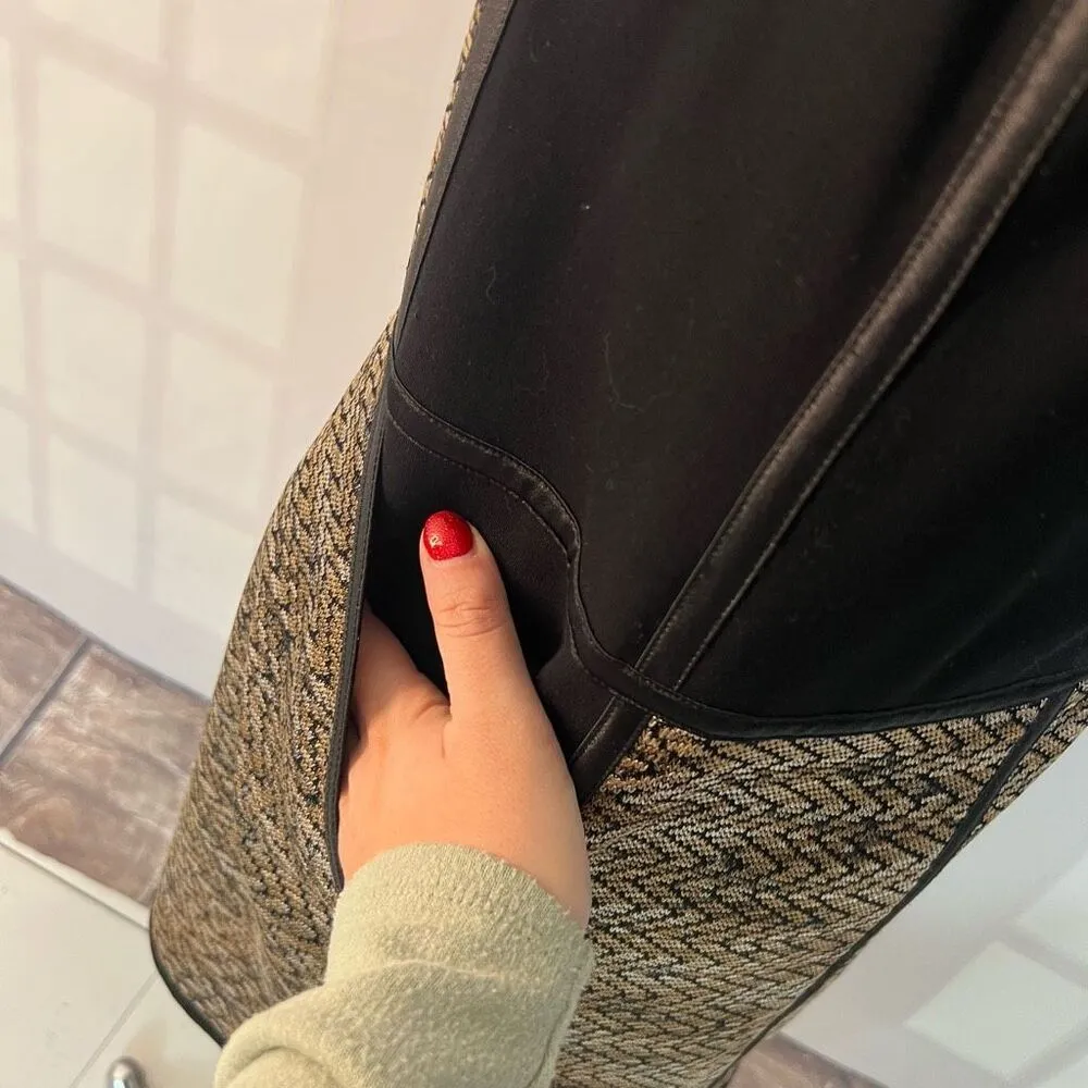 Maggy London Black Gold Tweed Detailing Sleeveless Sheath Dress Size 10 - Image 7