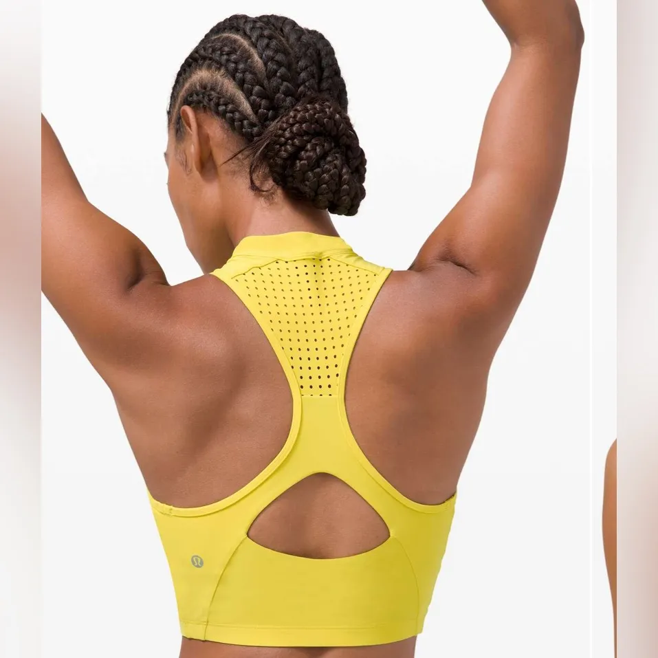 Lululemon Unleash Strength Bra Medium Support,  Yellow Serpentine Size 2 Gym - Image 3