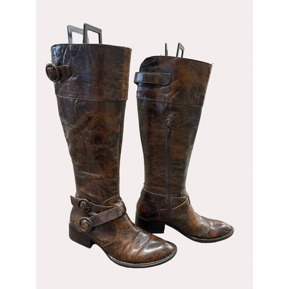Born Crown women’s brown leather equestrian below knee boots 4/34 SKU 6168 Size undefined - Image 4