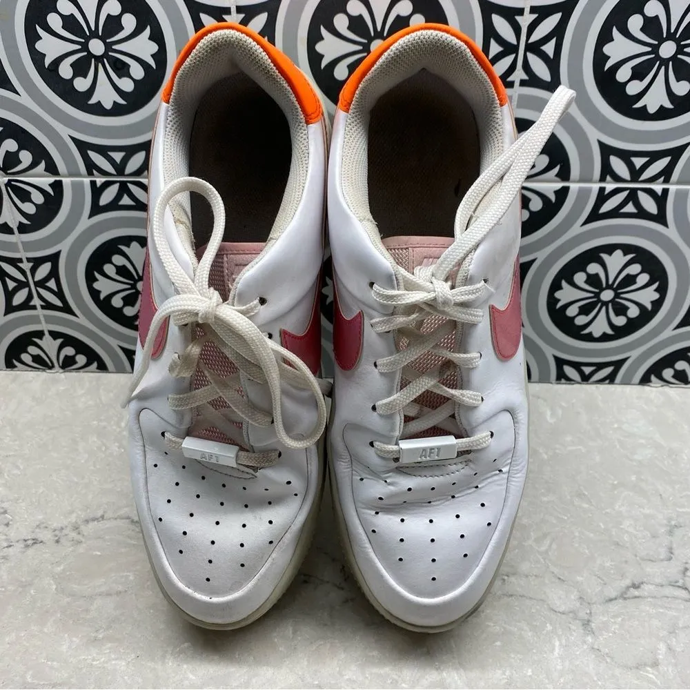 NIKE AIR FORCE 1 9.5 SAGE LOW Women's Athletic Sneakers White Pink Orange - Image 6