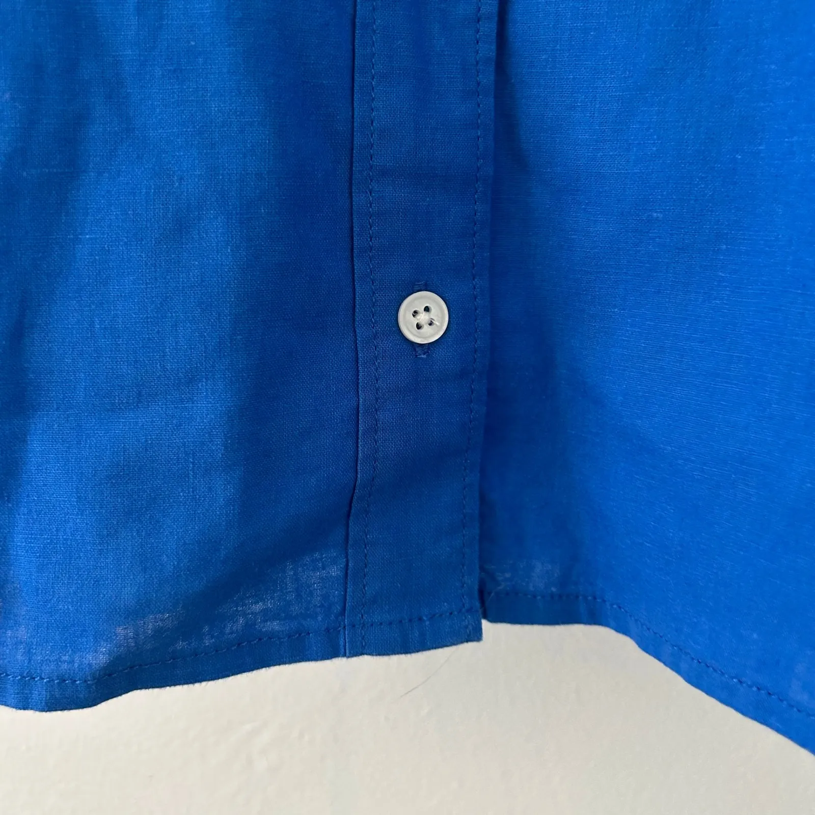 J. Crew Crew Women's Blue Linen Blend Button Up Short Sleeve Shirt M Medium New - Image 6