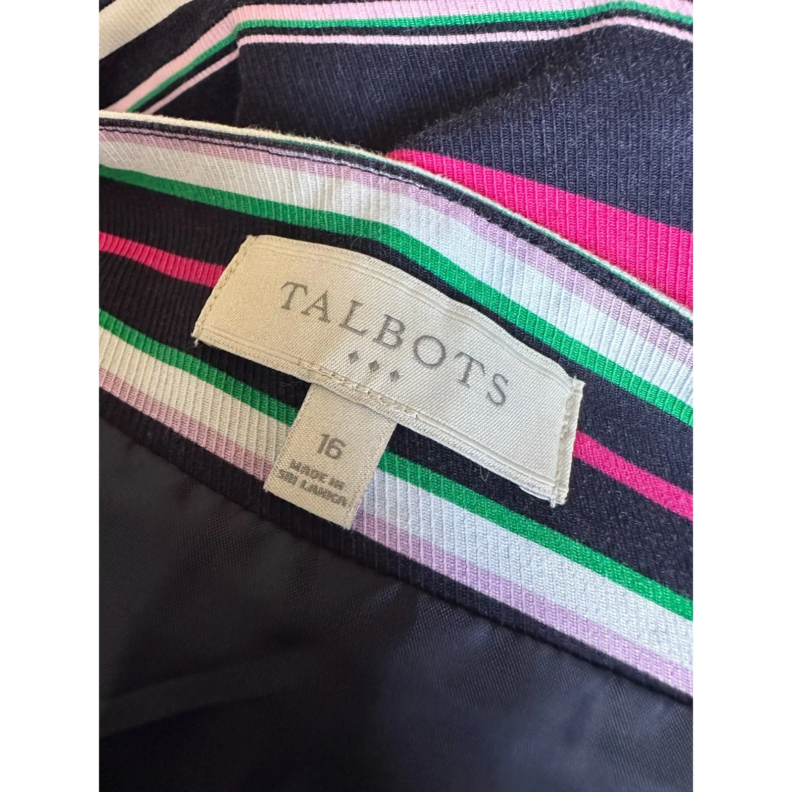 Talbots Skirt Womens 16 Multicolor Stripe Cotton Preppy Classic Career Resort - Image 5