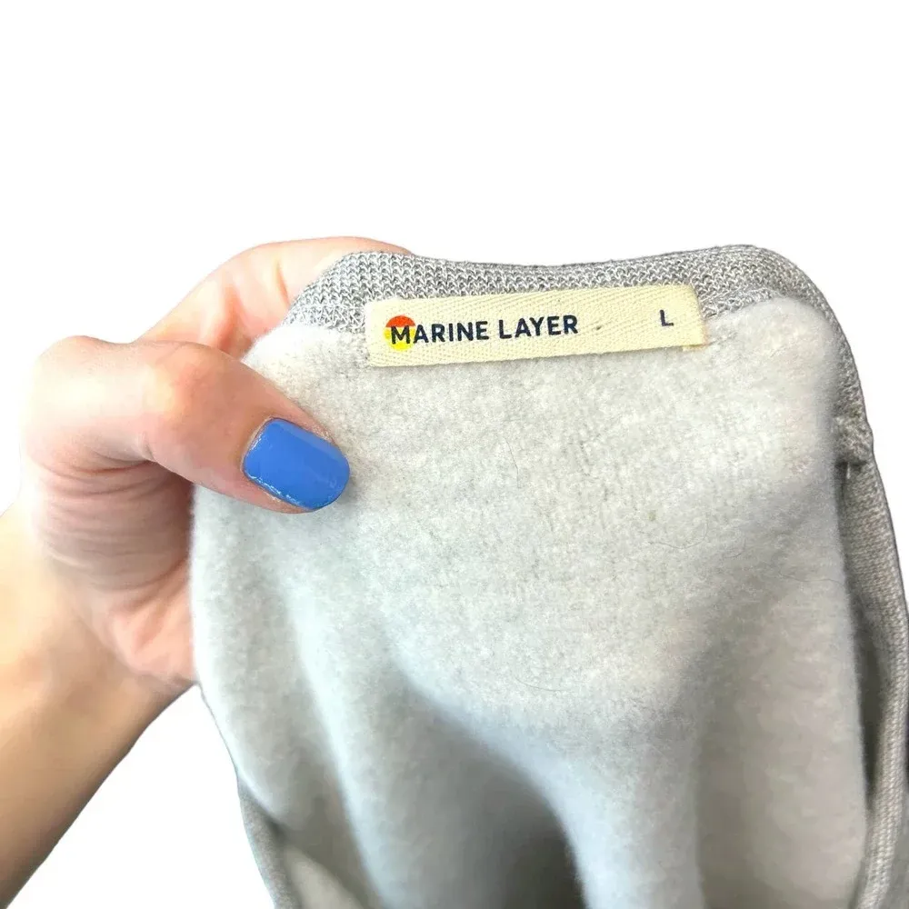 Marine Layer Heather Gray Fluent Crew Neck Pullover Sweatshirt‎ Size Large - Image 7