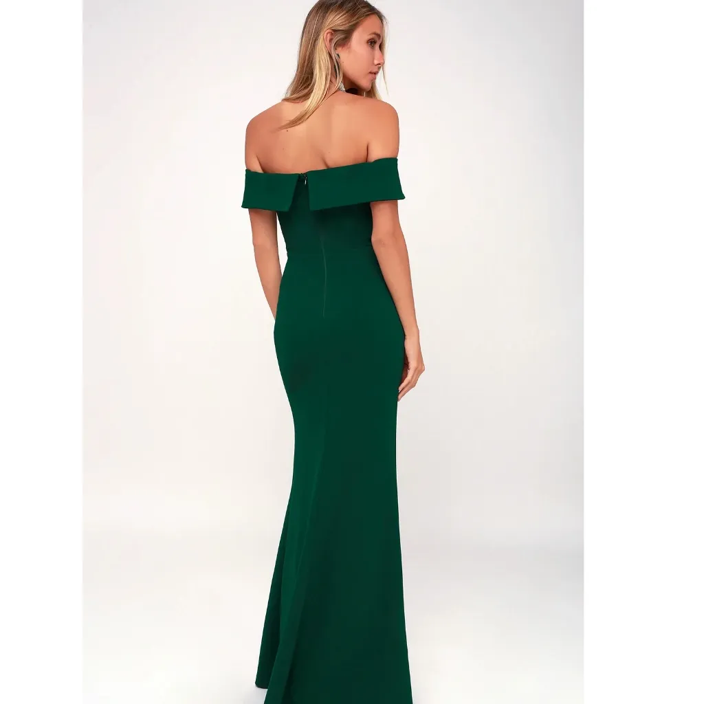 Aveline Forest Green Off-the-Shoulder Maxi Dress - Image 2