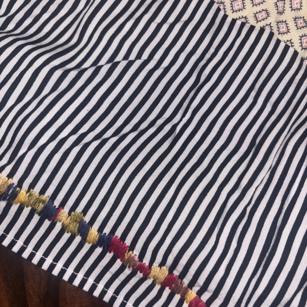 THML  Large Stripes Floral Embroidered Print Halter Tassel Lined Dress - Image 4