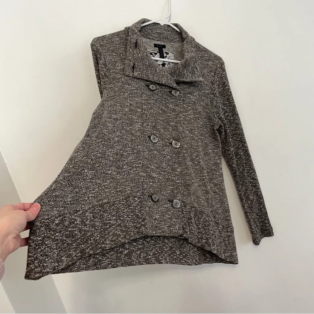 SOMA CHICO'S Divine Vintage Terry Button Front Jacket Brown White Marled Sweater - Image 9