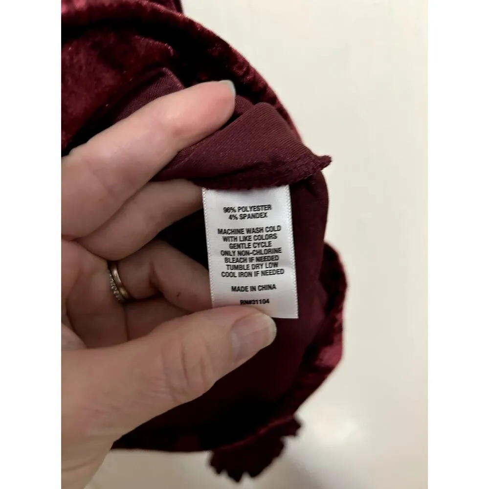 NWT Wonderly Velvet Feel Burgundy XL Puffed Sleeve with Ruffle Detail - Image 6