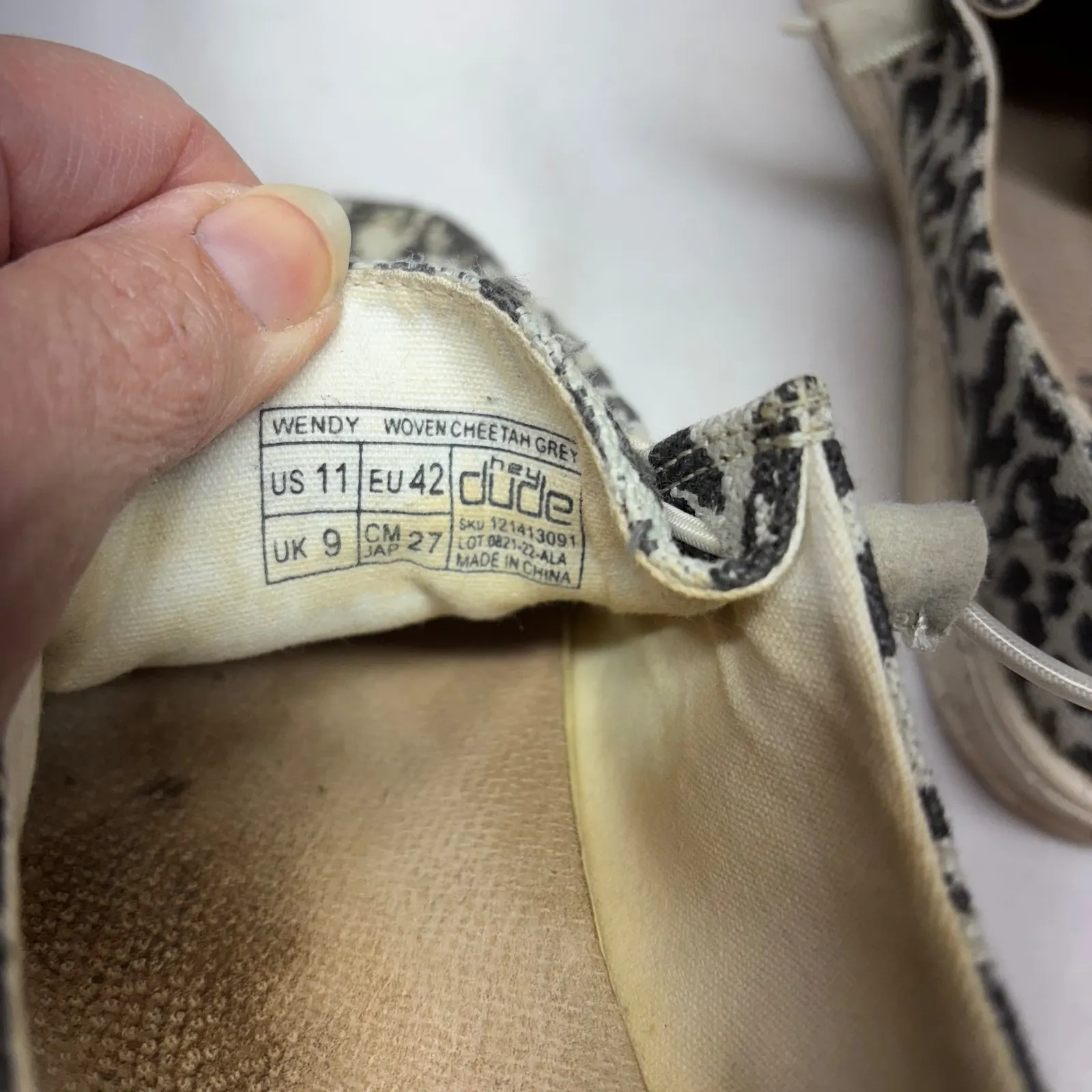 Hey Dude‎ Wendy Woven Cheetah Grey Loafer Shoes Women's US Size 11 EU 42 - Image 5