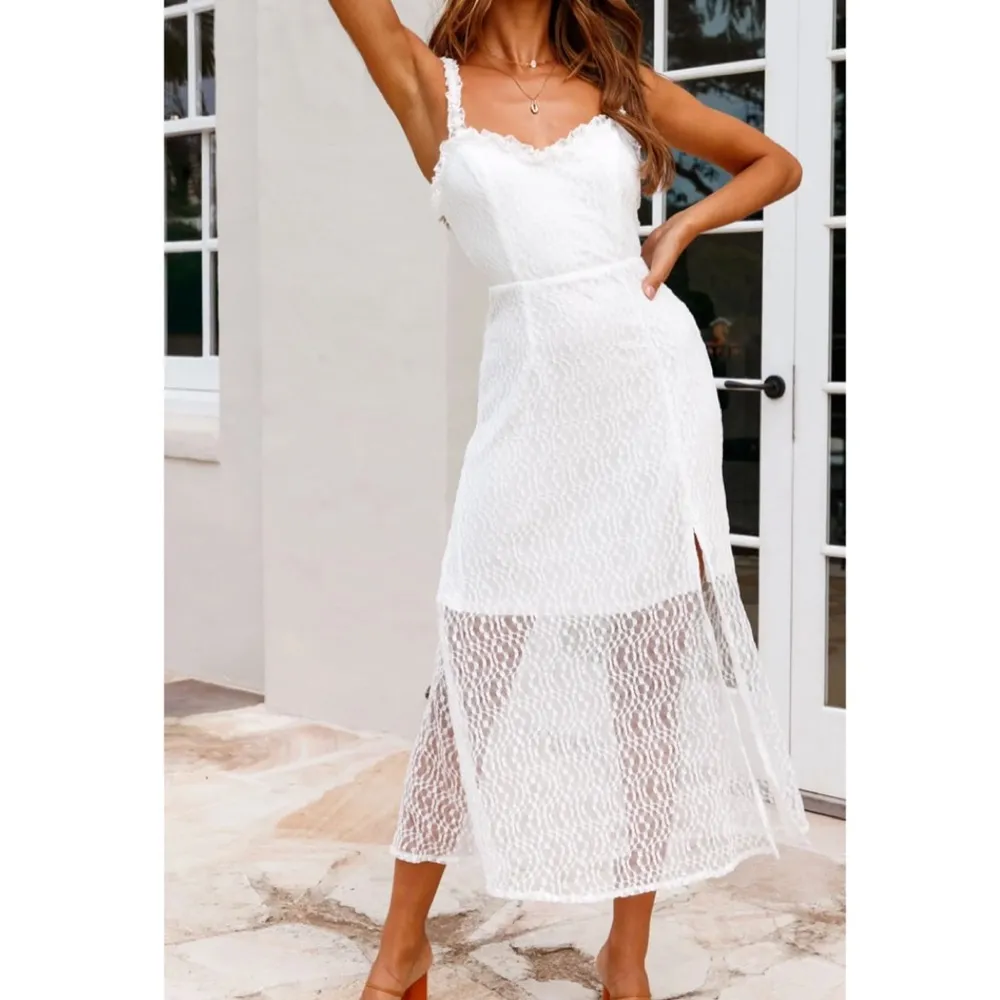Hello Molly | Isadora Mesh Overlay Frill Trim Midi Dress - Image 2
