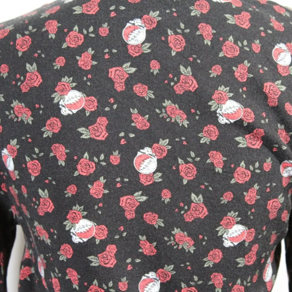 Grateful Dead Wrap Blouse Junk Food M – Rose & Stealie Logo, Boho Rock Vibe Black Size M - Image 6