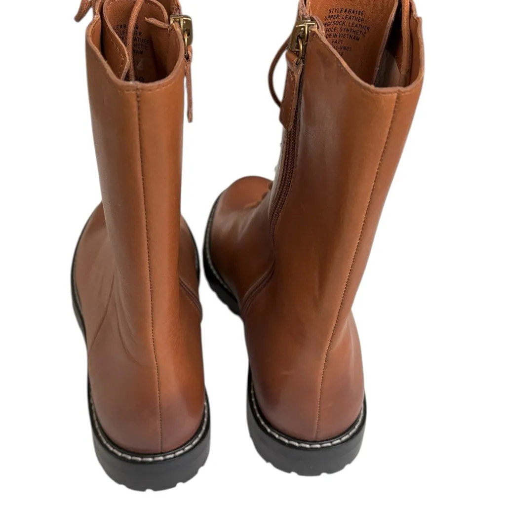 EUC J. Crew Leather Gwen Lace Up Lug Sole Mid-Calf Boots Brown Size 10 - Image 8