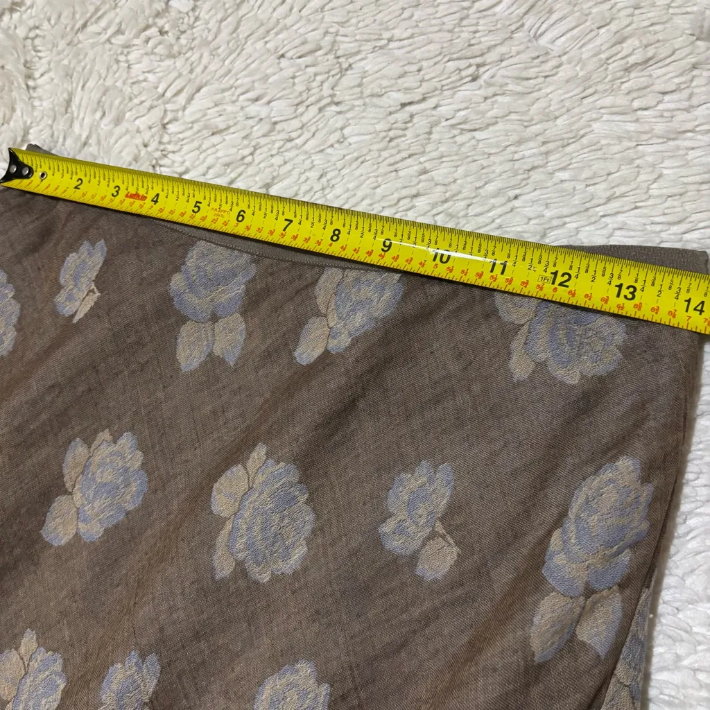 Vintage Tommy Bahama Women’s Godet Skirt Brown Blue Floral Rose Print size Small - Image 7