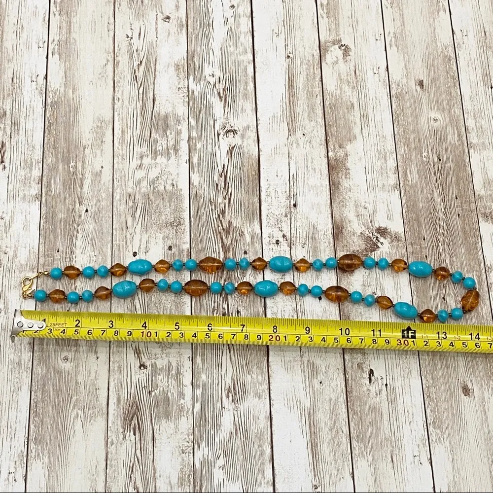 J.O.A. Rivers Dyed Turquoise/Amber Glass Necklace - Image 6