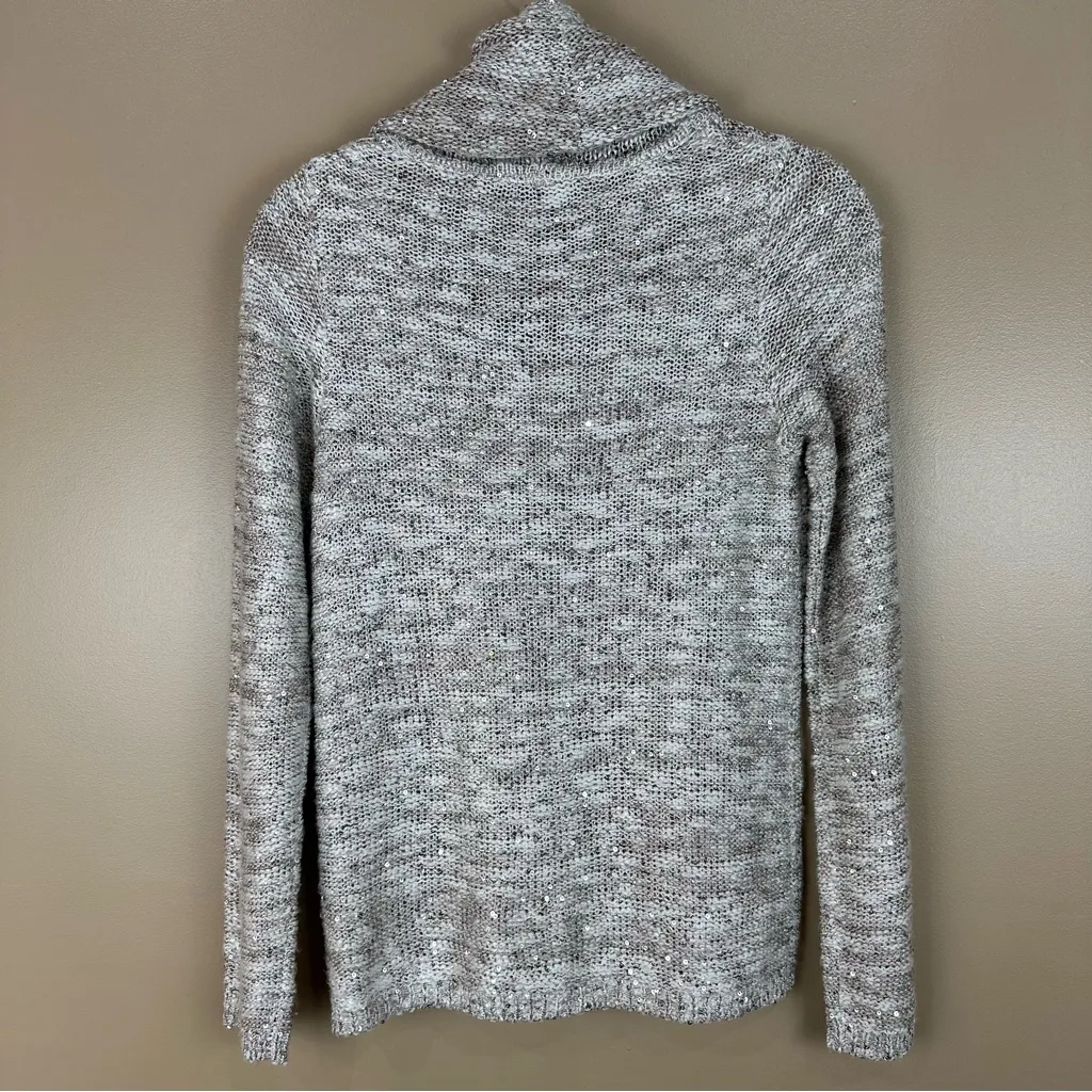 INC International Concepts Cream Beige Cowl Neck Sequin Pullover Sweater Small Tan - Image 6