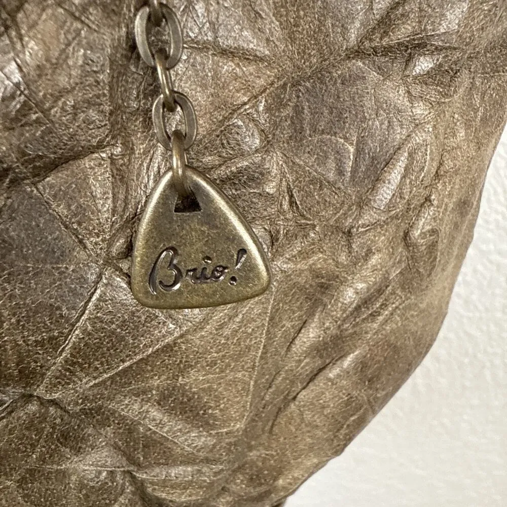 Brio Vintage 80s Slouch Flap Crossbody Shoulder Bag Purse Brown Textured Leather - Image 9