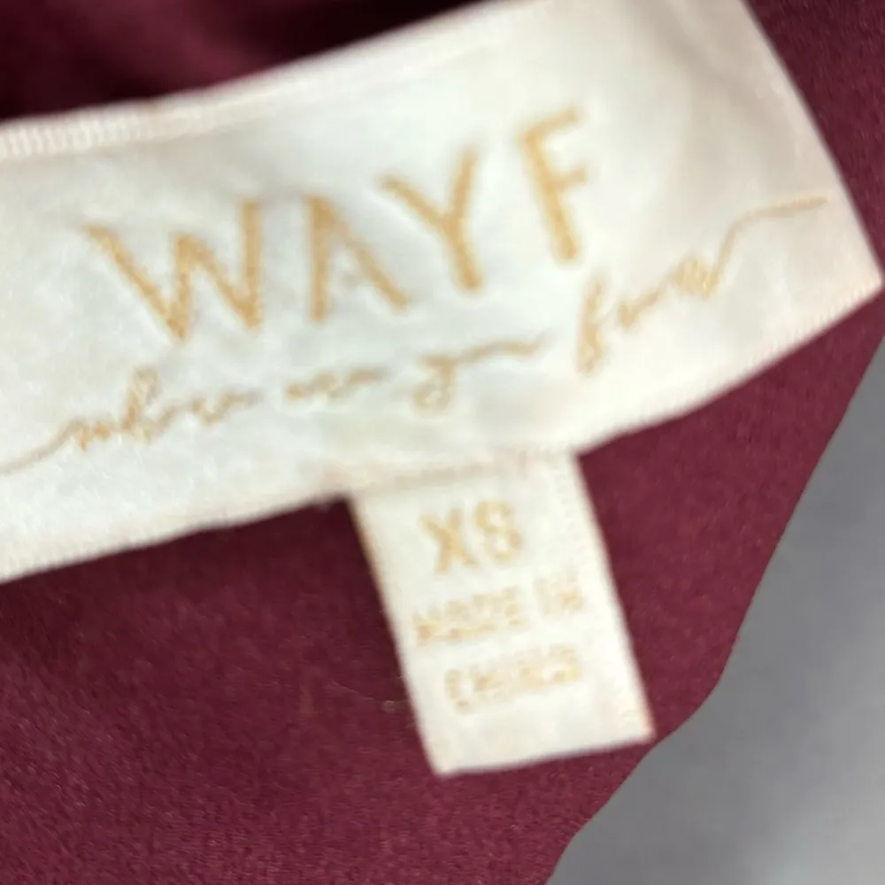 Wayf The Mia Lace Trim Front Slit Gown In Cabernet red burgundy black size XS - Image 4