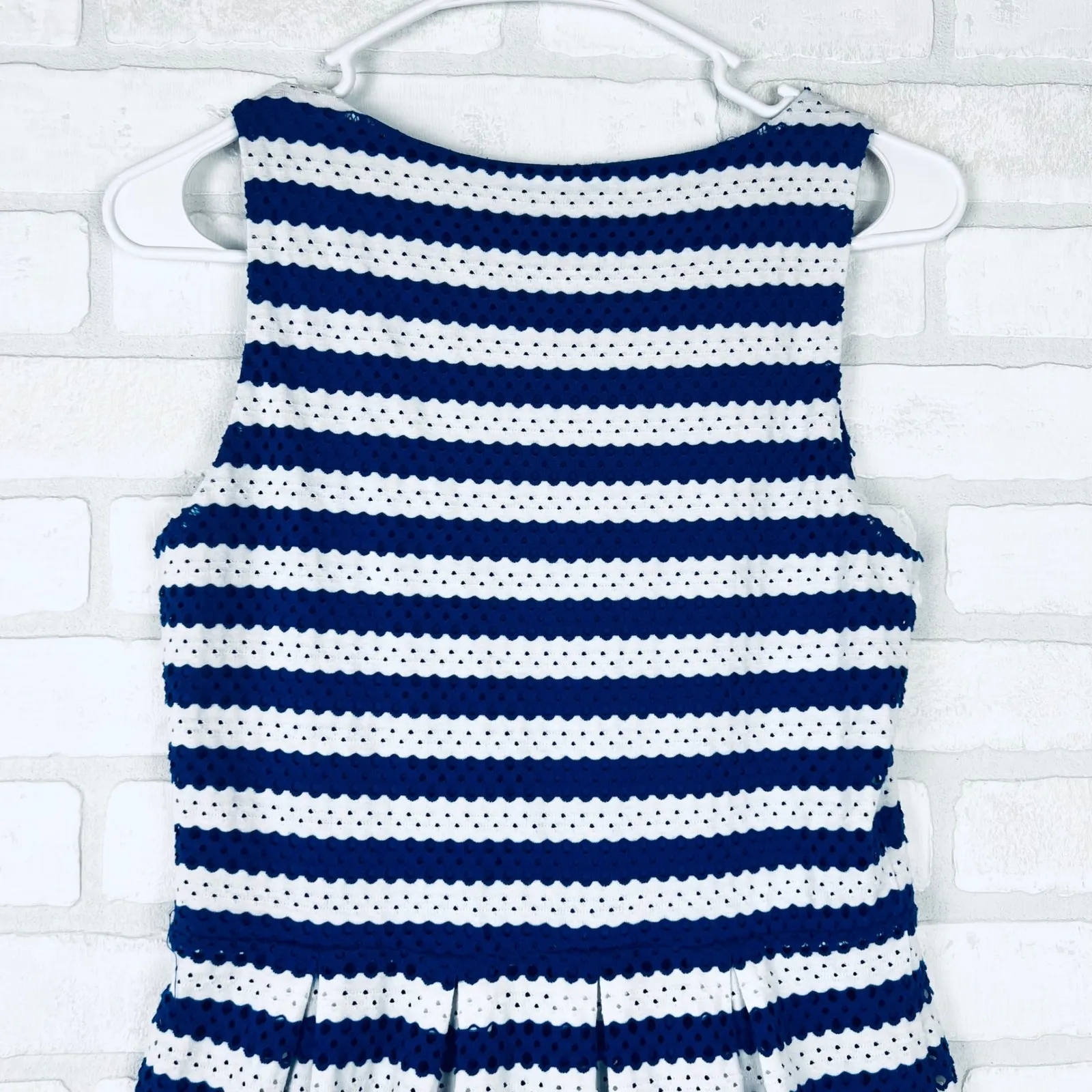 ELLE Blue White‎ Striped Sleeveless Fit and Flare Dress - Size 8 - Image 9