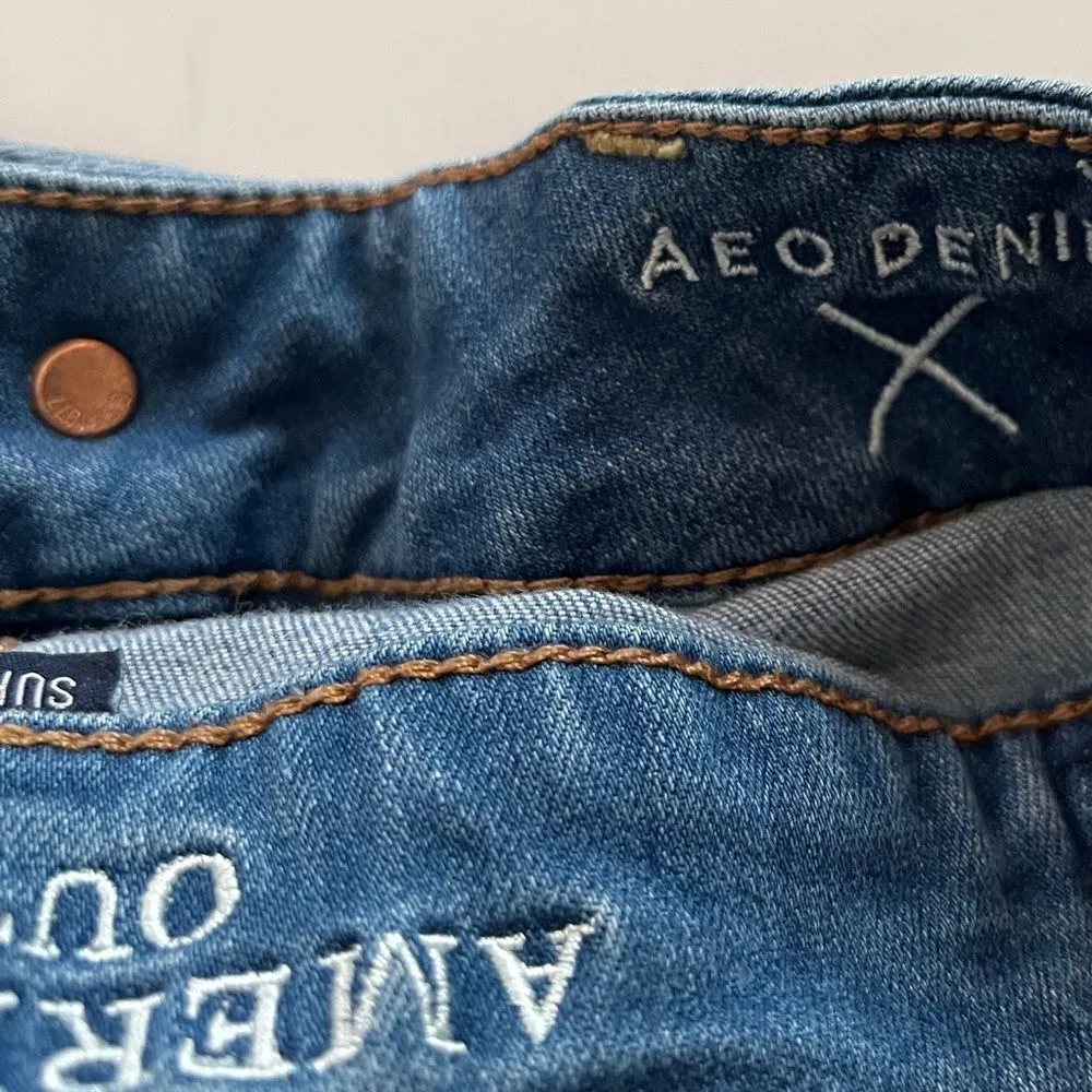 AEO super stretch Hi-rise shortie denim jean shorts Size 0 - Image 2