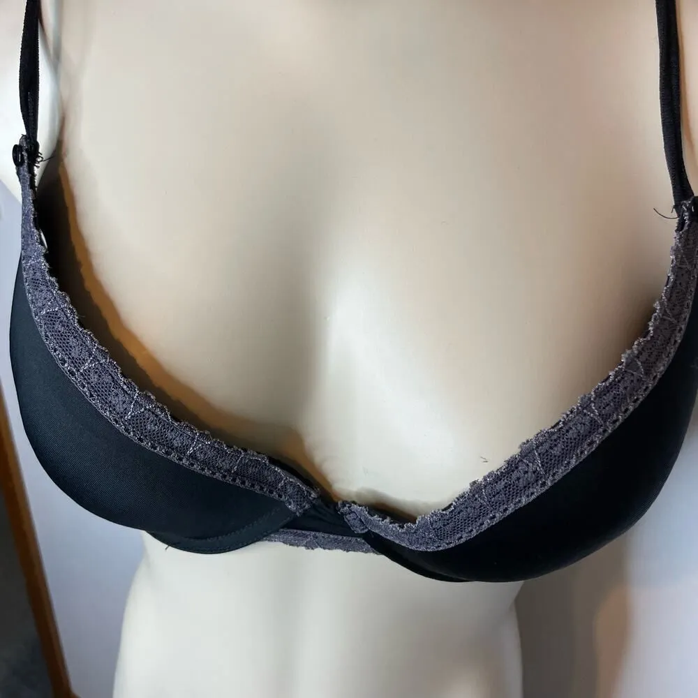 NEW Izod Bra 38C Black Padded Lined Underwire Solid Intimates Underwear Lace - Image 2