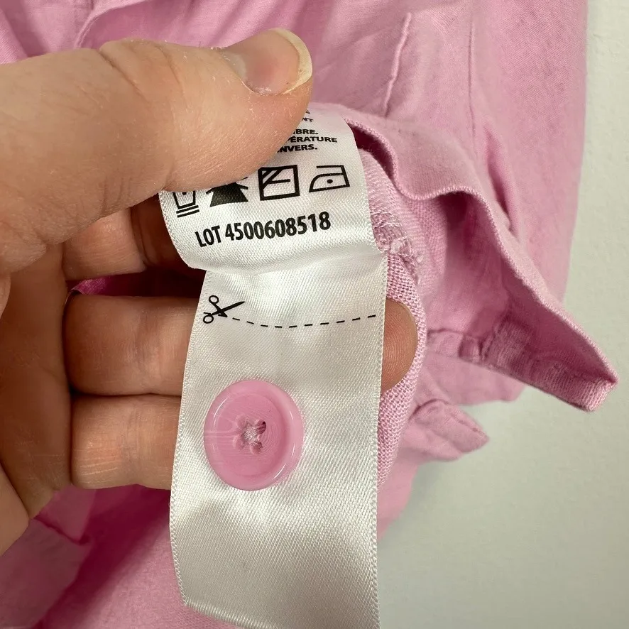 Buffalo David Bitton Pink Linen Blend Short Sleeve Button Up Shirt Boxy Relaxed - Image 10