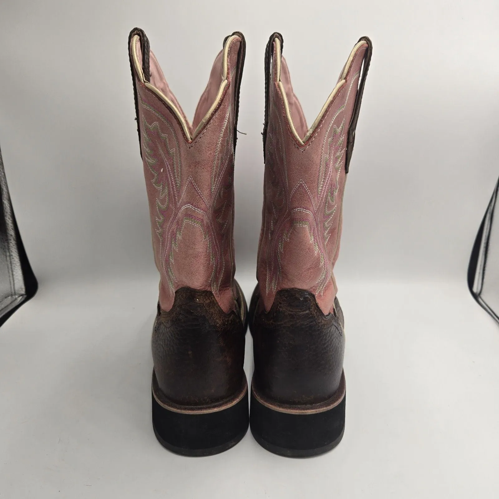 Womens Ariat 10001205 Showbaby Pink Brown Oiled Rowdy Western Boots Size 9.5 B - Image 4