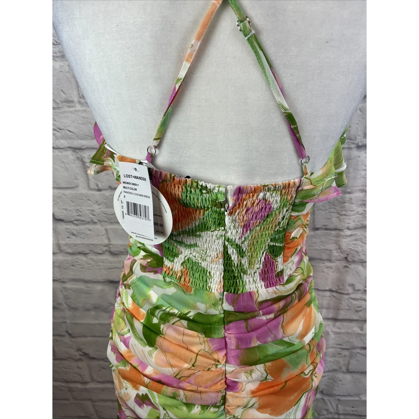 Lost & Wander NWT Fairycore Girly Chiffon Painterly Love Mini Dress Size Small - Image 7