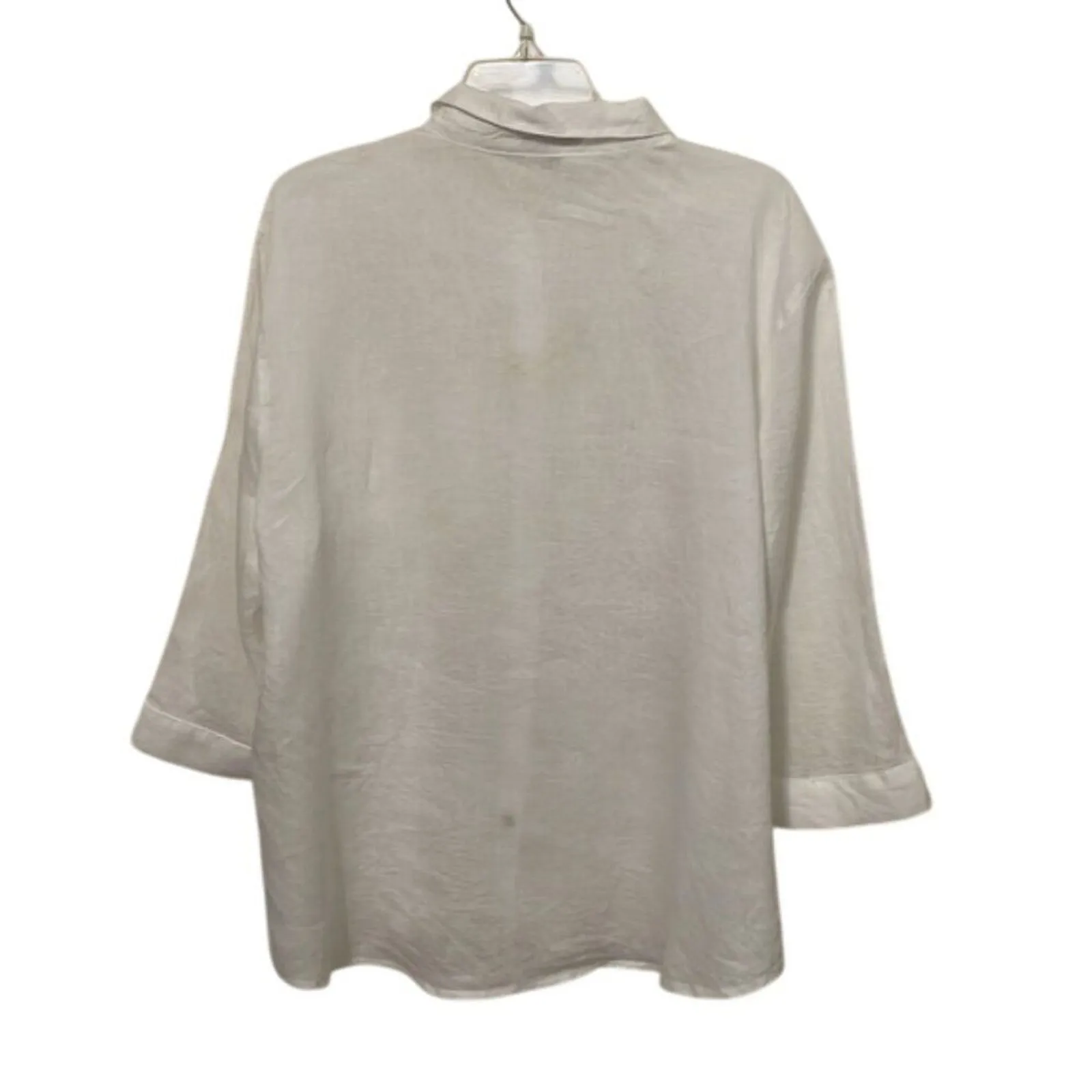 Hester & Orchard White Linen Button Up Top Womens Size Extra Large - Image 4