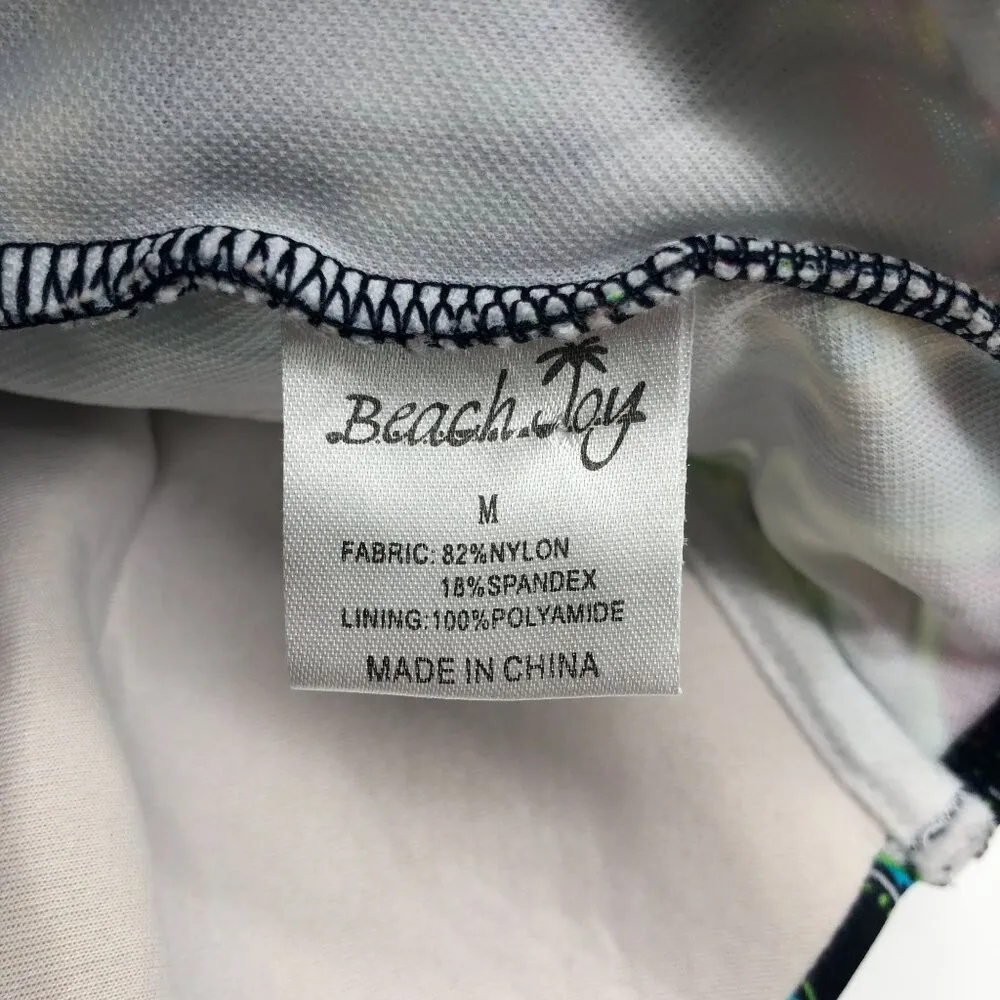 Beach Joy Halter Tankini Top Paisley Geometric Underwire Molded Cups Black M - Image 3