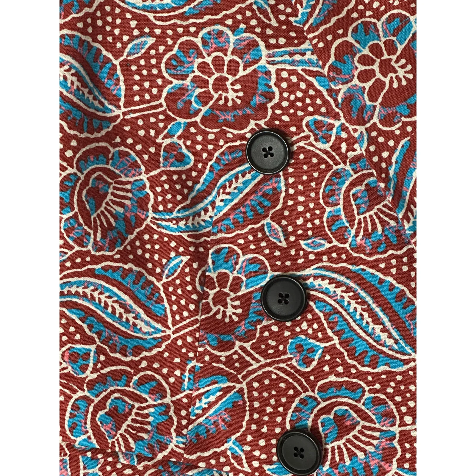 Veronica Beard Blazer Red Floral Print Linen Empire Dickey Jacket New size 12 - Image 7