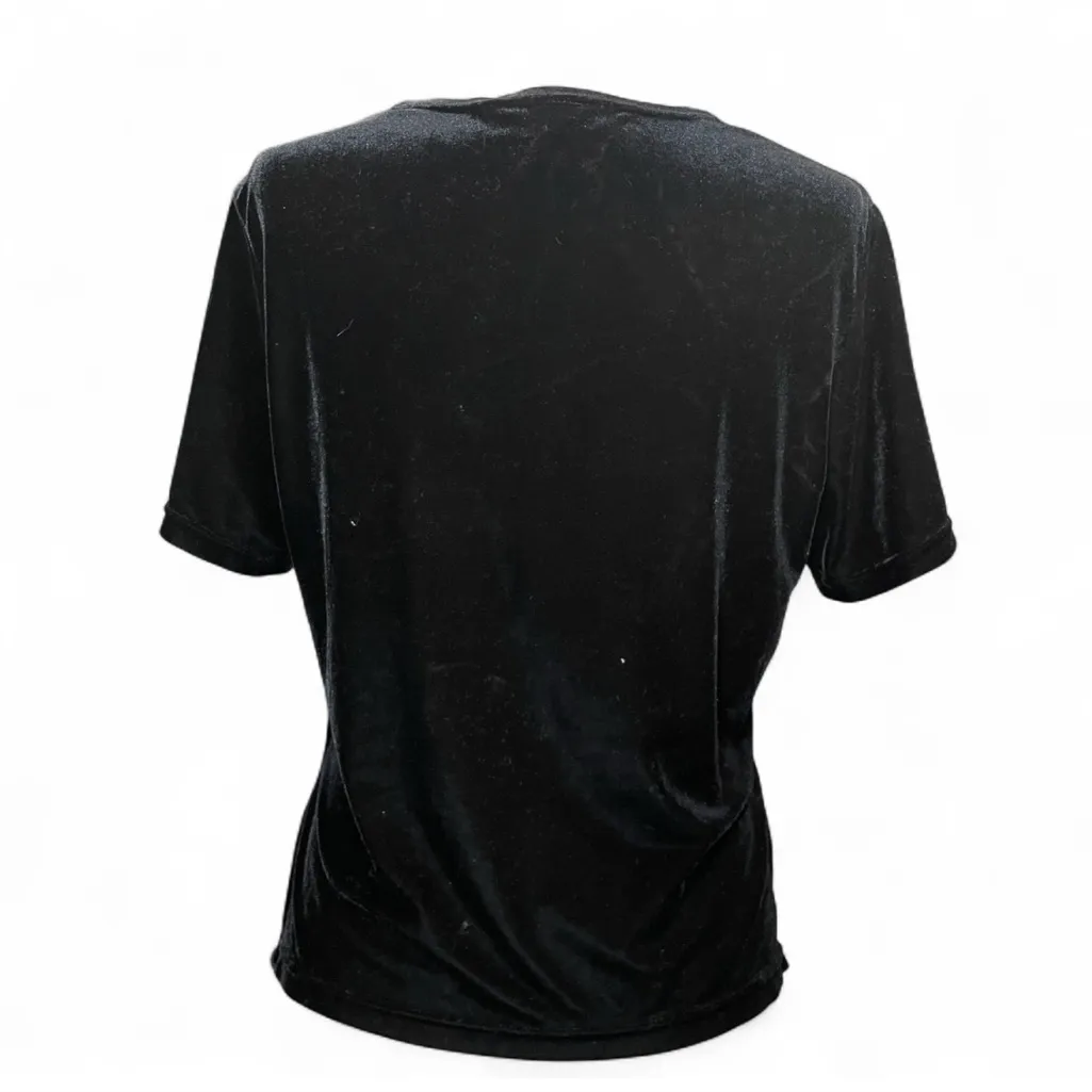 Vintage Notations Womens M 90s Black Whimsygoth Velvet Short Sleeve Shirt Fairy - Image 4